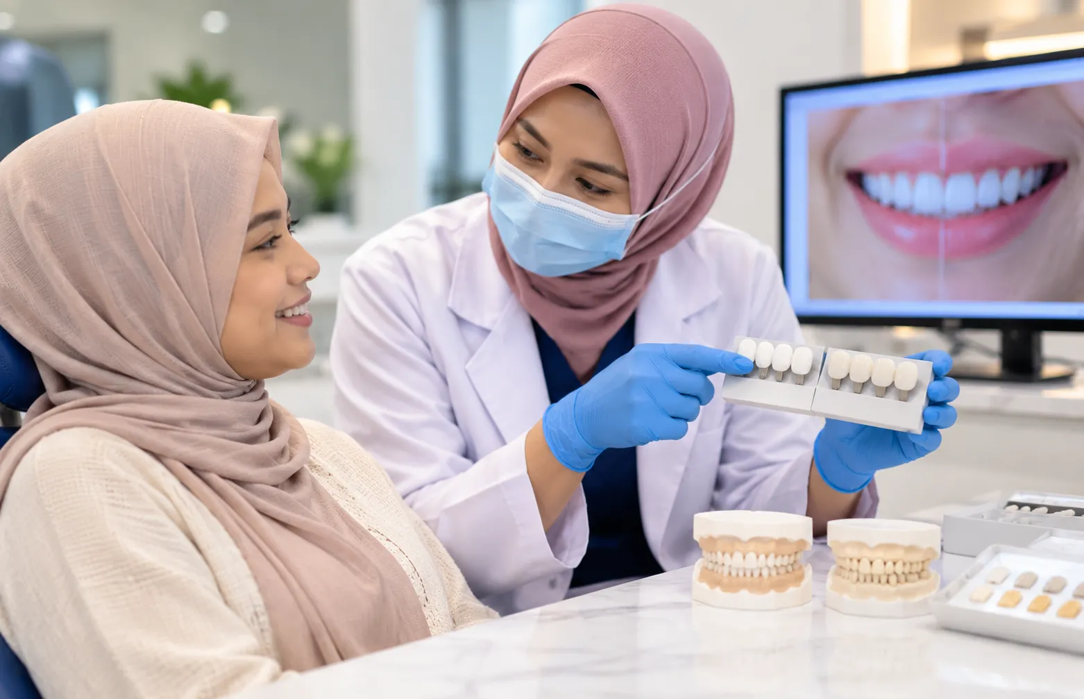 Premium veneers, two materials